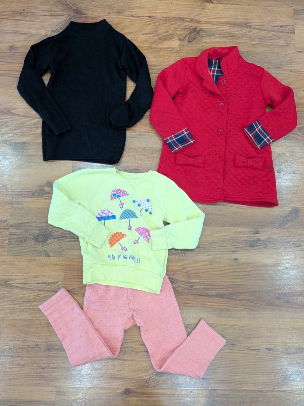 Lot Of 4 Pcs Girls Sweatshirt, Coat And Sweater With Warm Leggings